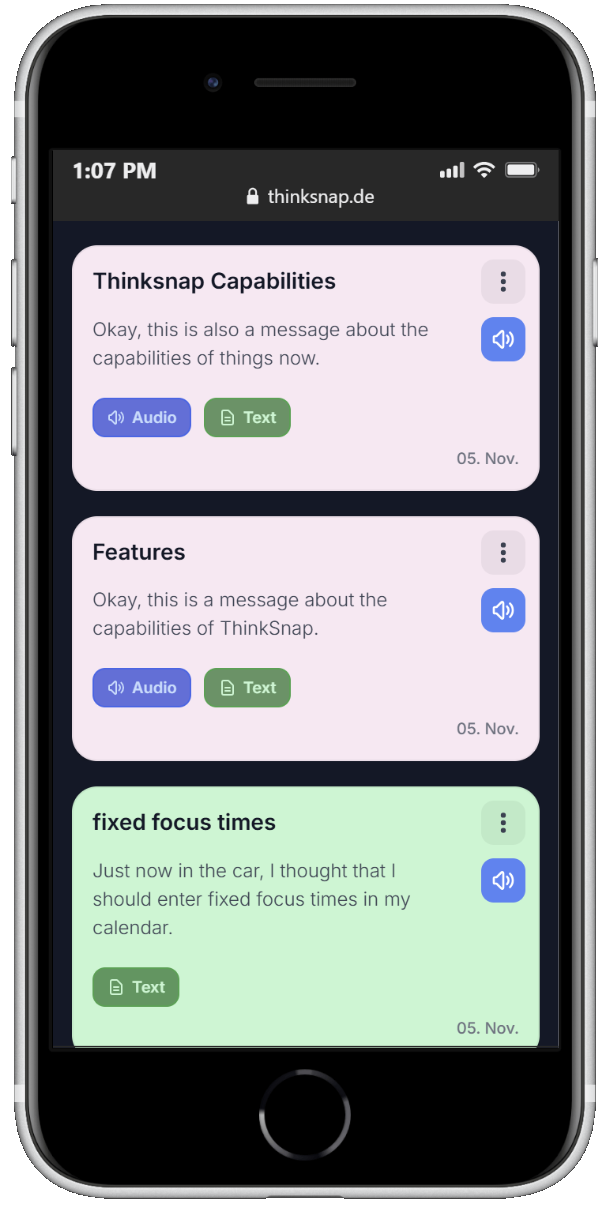Enregistrement vocal ThinkSnap